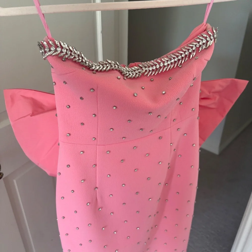 ✨ NWT Rebecca Vallance Brittany Bow Embellished Midi Dress | Pink | US 0 / AUS 4 - Picture 5 of 12